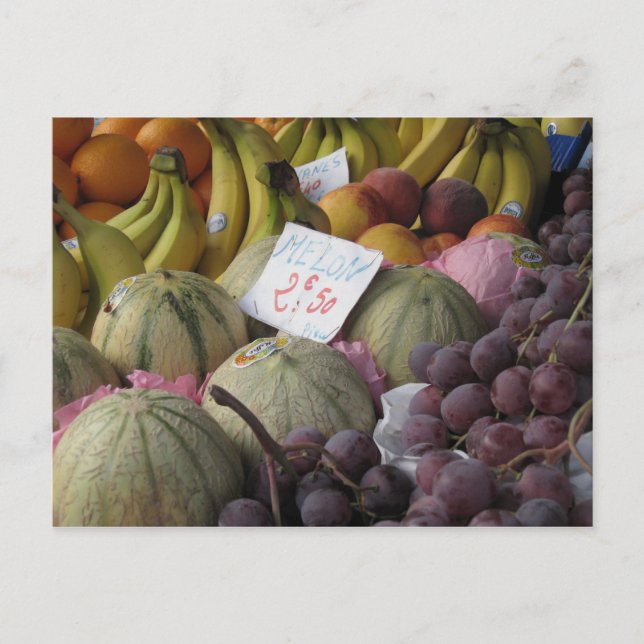 Postal Colorido mercado de frutas de París (Anverso)