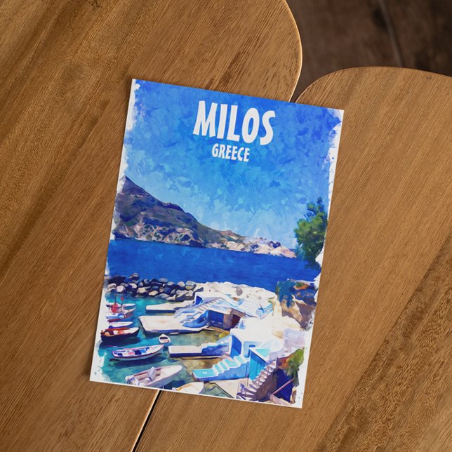 Postal Colorido Milos Grecia Viaje al arte (milos greece colorful postcard)
