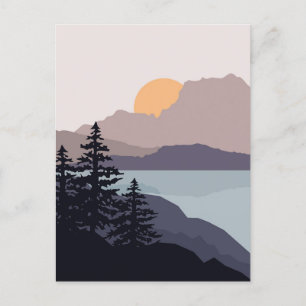 Postal Colorido paisaje montañoso del amanecer