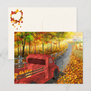 Postal Colorido paisaje otoñal/otoñal 