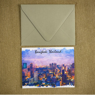 Postal Colorido paisaje urbano de Bangkok Tailandia