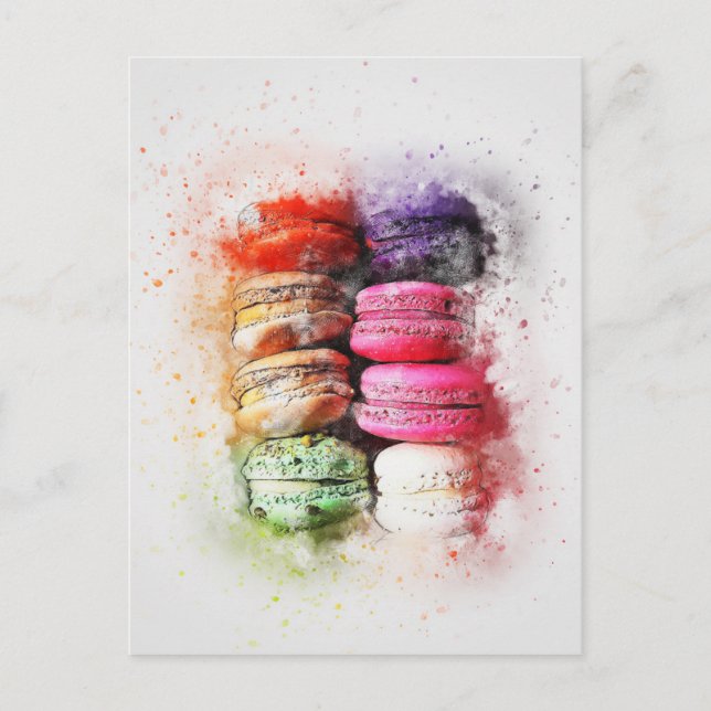Postal Colorido pastel de pastel Macaroon Resumen (Anverso)