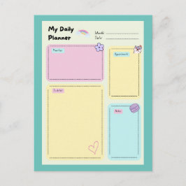 Postal Colorido Pastel Kawaii Cute Daily Planner