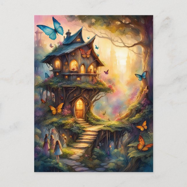 Postal Colorido pueblo de hadas, Postcross (Anverso)