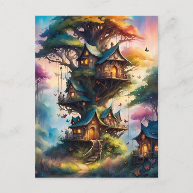 Postal Colorido pueblo de hadas, Postcross (Anverso)