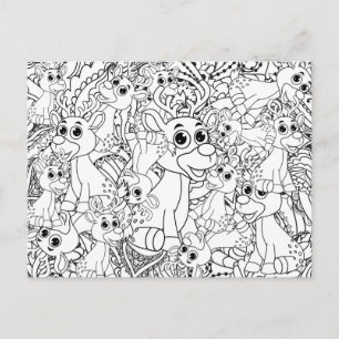 Postal Colorido Reno de Navidad Mandala Abstracto