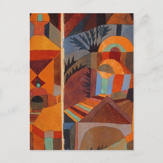 Postal Colorido Resumen Cubismo Klee Temple Gardens (Anverso)