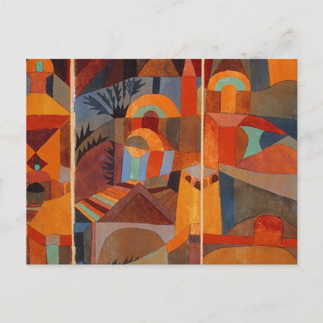 Postal Colorido Resumen Cubismo Klee Temple Gardens (Anverso)