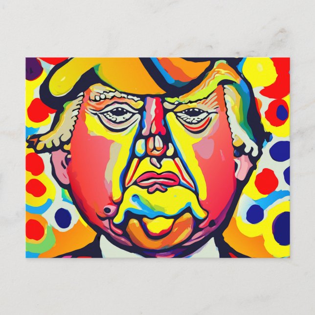 Postal Colorido retrato contemporáneo de Donald Trump (Anverso)