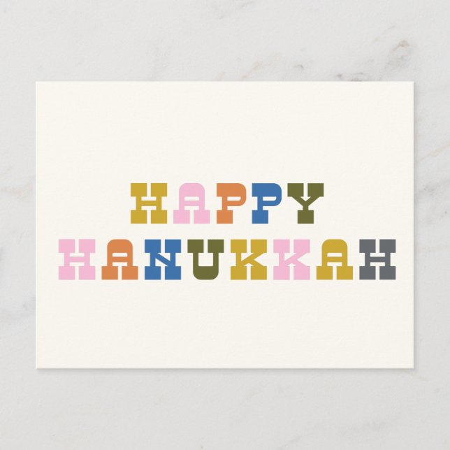 Postal Colorido Retro Occidental Simple Hanukkah Holiday (Anverso)
