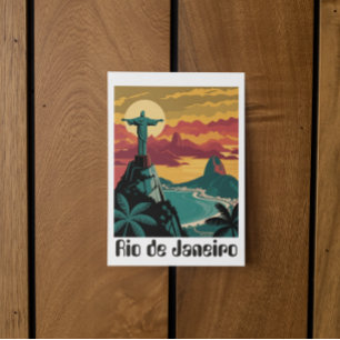 Postal Colorido Río de Janeiro Brasil Arte de Viaje