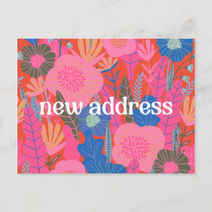 Postal Colorido Rojo Floral Nos Mudamos Nueva Casa Mudanz