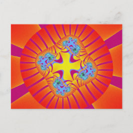 Postal Colorido rojo, Naranja y violeta fractal