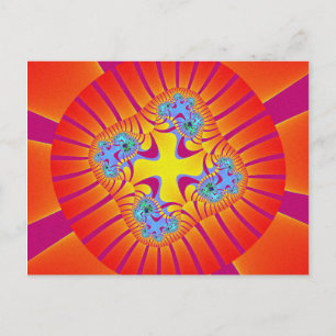 Postal Colorido rojo, Naranja y violeta fractal