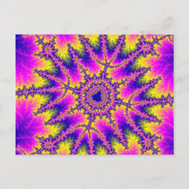 Postal Colorido rosa, amarillo y azul fractal
