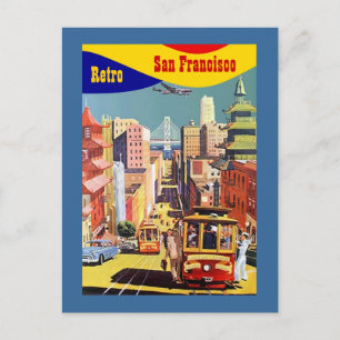 POSTAL COLORIDO SAN FRANCISCO ESTILIZADO RETRO POSTCARD P