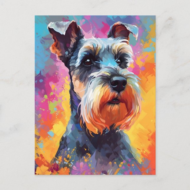 Postal Colorido Schnauzer en miniatura (Anverso)