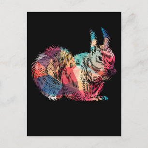 Postal Colorido Squirrel Art Retro Rodent