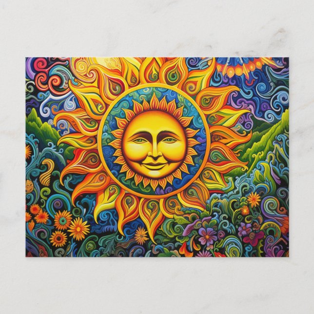 Postal Colorido Sun Hippy Art (Anverso)
