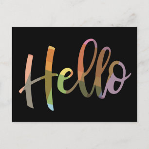Postal Colorido y moderno Handlettering Hello Greeting