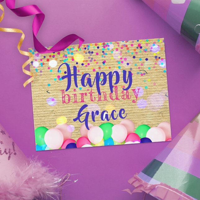 Postal Coloridos Confetti Y Globos Feliz Cumpleaños (Subido por el creador)
