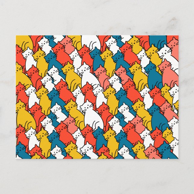 Postal Coloridos gatos curiosos (Anverso)