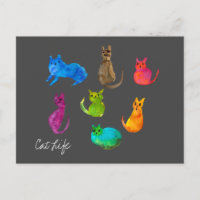 Coloridos gatos locos en acuarela