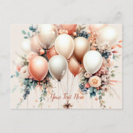 Postal Coloridos globos florales de color blanco