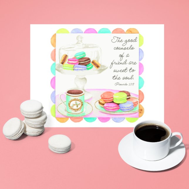 Postal Coloridos Macarons Dulce Amigo Inspirador (Subido por el creador)