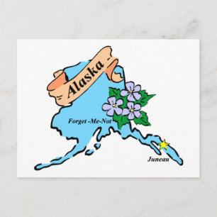 Postal Coloridos mapas de Alaska Tees and Gifts