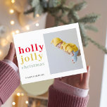 Postal Coloridos Navidades Holly Jolly con foto<br><div class="desc">Coloridos Navidades Holly Jolly con foto</div>