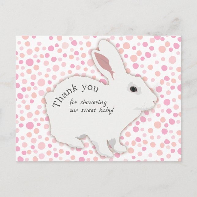 Postal Coloridos puntos de Polka Bunny Baby Shower Gracia (Anverso)