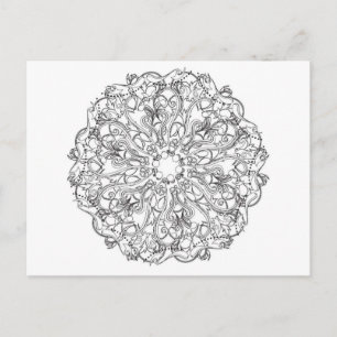 Postal Colorización de adultos DIY en diseño mandala de a