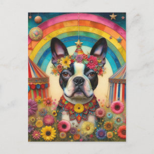 Postal Coloroso circo de Boston Terrier
