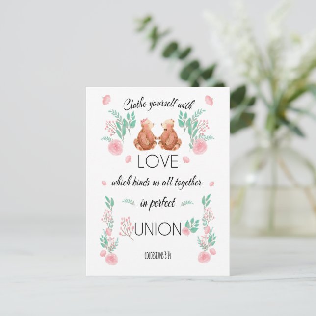 Postal Colosales 3:14 Vestirse con amor (Anverso de pie)