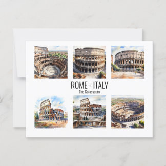 Postal Colosseo acuarela Atracciones turísticas de Roma
