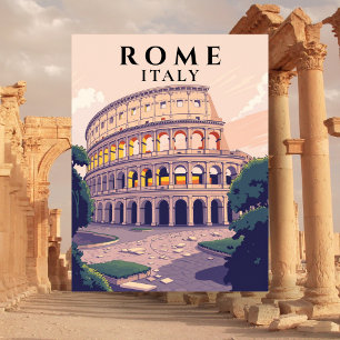 Postal Colosseo de Roma Retro Arte de Arquitectura Italia