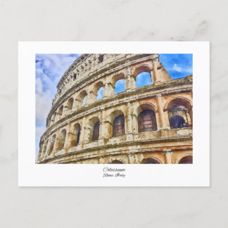 Postal Colosseo Roma, pintura acuática italiana