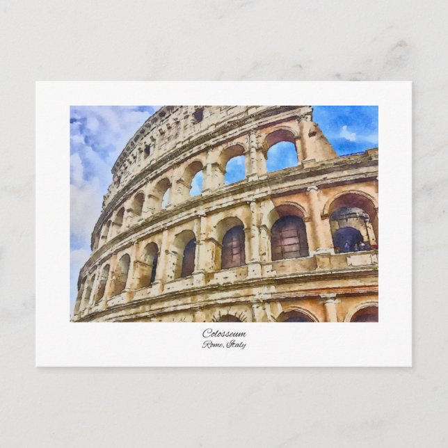 Postal Colosseo Roma, pintura acuática italiana (Anverso)