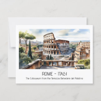 Postal Colosseum acuarela Roma atracción turística