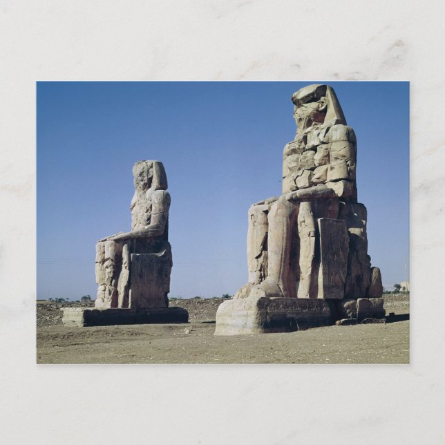Postal Colossi de Memnon, estatuas de Amenhotep (Anverso)