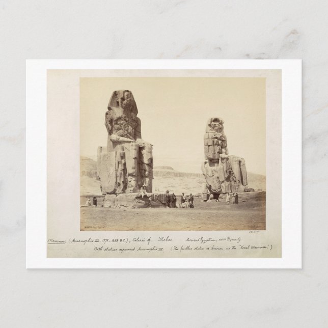 Postal Colossi de Memnon, estatuas de Amenhotep III, X (Anverso)