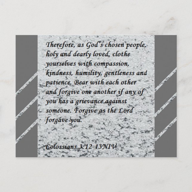 Postal Colossian 3:12-13 Scripture Post Card (Anverso)