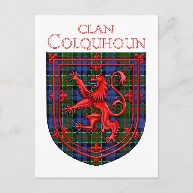 Postal Colquhoun Tartan Scottish Plaid Lion Rampant (Anverso)