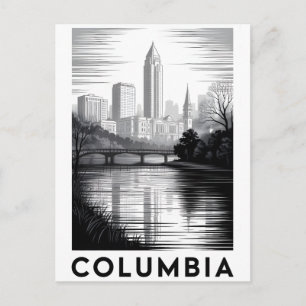 Postal Columbia Carolina del Sur Negro Blanco Grabado en 