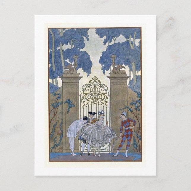 Postal Columbina, ilustracion de 'Fetes Galantes' de Pa (Anverso)