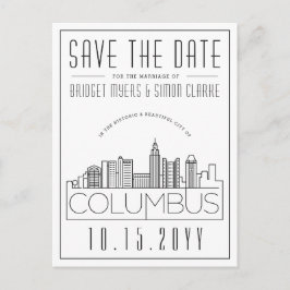 Postal Columbus Boda Deco Skyline Save the Date