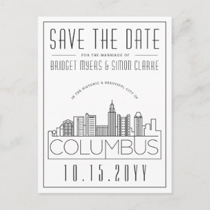 Postal Columbus Boda Deco Skyline Save the Date