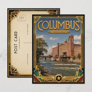 Postal Columbus Georgia Arte Deco Vintage Edad Dorada