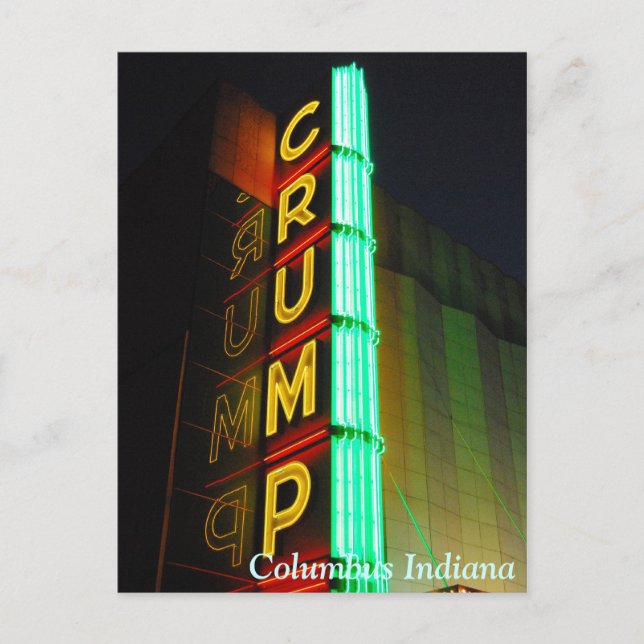 Postal Columbus Indiana Crump el teatro (Anverso)